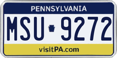 PA license plate MSU9272