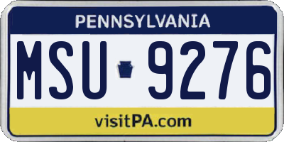 PA license plate MSU9276