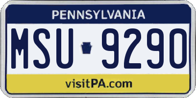 PA license plate MSU9290