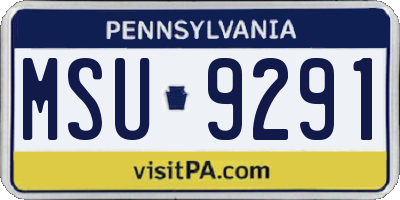 PA license plate MSU9291