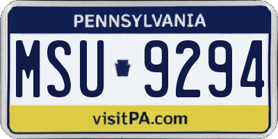 PA license plate MSU9294