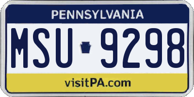 PA license plate MSU9298