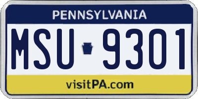 PA license plate MSU9301