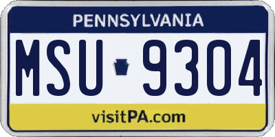 PA license plate MSU9304