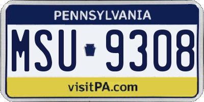 PA license plate MSU9308