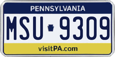 PA license plate MSU9309
