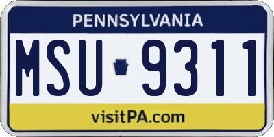 PA license plate MSU9311