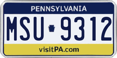 PA license plate MSU9312