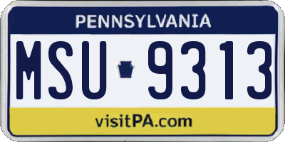 PA license plate MSU9313