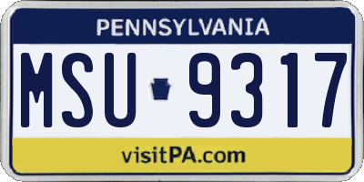 PA license plate MSU9317