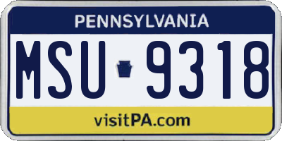 PA license plate MSU9318
