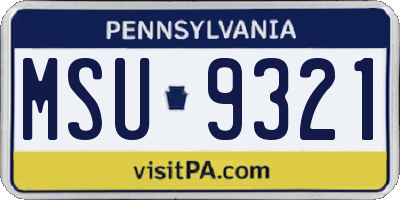 PA license plate MSU9321