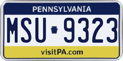 PA license plate MSU9323