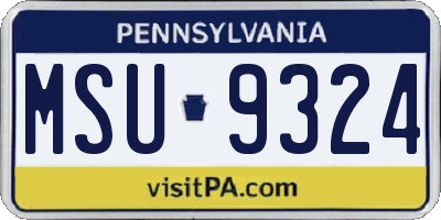 PA license plate MSU9324
