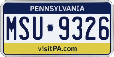 PA license plate MSU9326