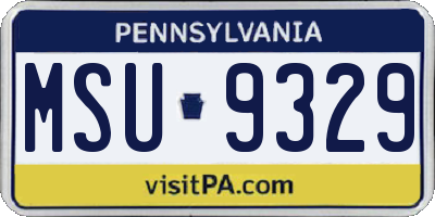 PA license plate MSU9329