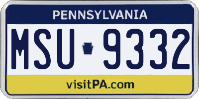 PA license plate MSU9332
