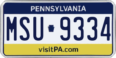 PA license plate MSU9334