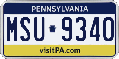 PA license plate MSU9340