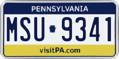 PA license plate MSU9341