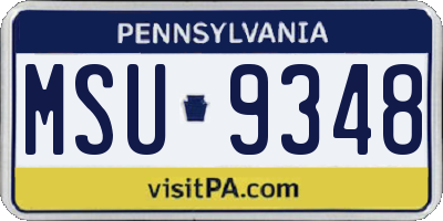 PA license plate MSU9348