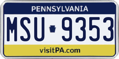 PA license plate MSU9353