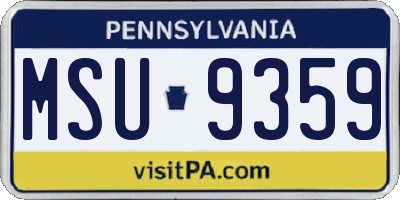 PA license plate MSU9359