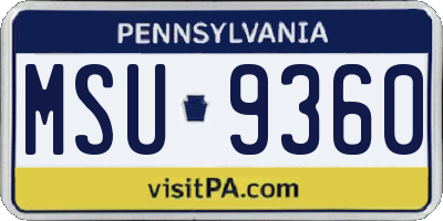 PA license plate MSU9360