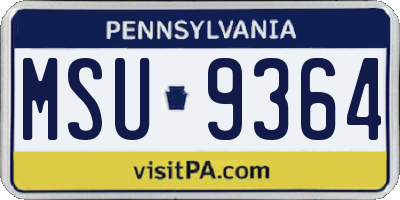 PA license plate MSU9364