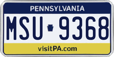 PA license plate MSU9368