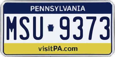 PA license plate MSU9373