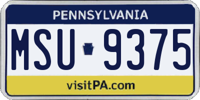 PA license plate MSU9375