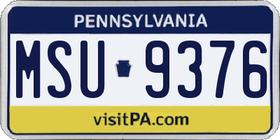PA license plate MSU9376