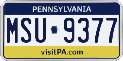 PA license plate MSU9377