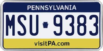 PA license plate MSU9383