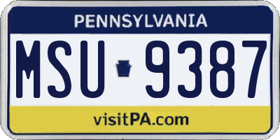 PA license plate MSU9387