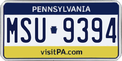 PA license plate MSU9394