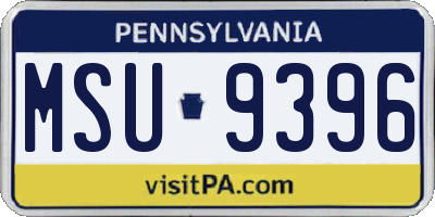 PA license plate MSU9396