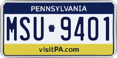 PA license plate MSU9401