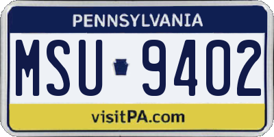 PA license plate MSU9402