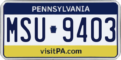 PA license plate MSU9403
