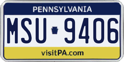 PA license plate MSU9406