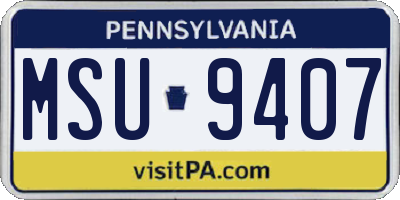 PA license plate MSU9407