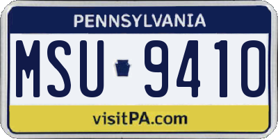 PA license plate MSU9410