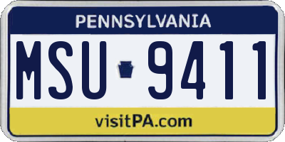 PA license plate MSU9411