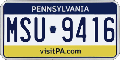 PA license plate MSU9416