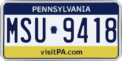 PA license plate MSU9418
