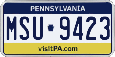PA license plate MSU9423