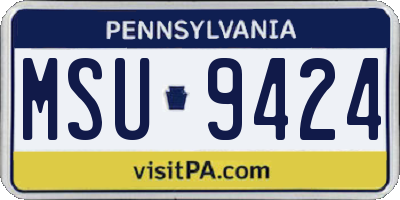 PA license plate MSU9424