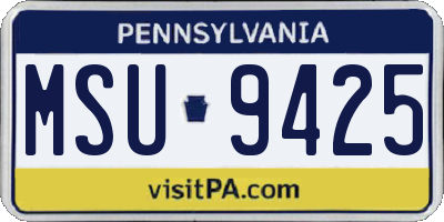PA license plate MSU9425